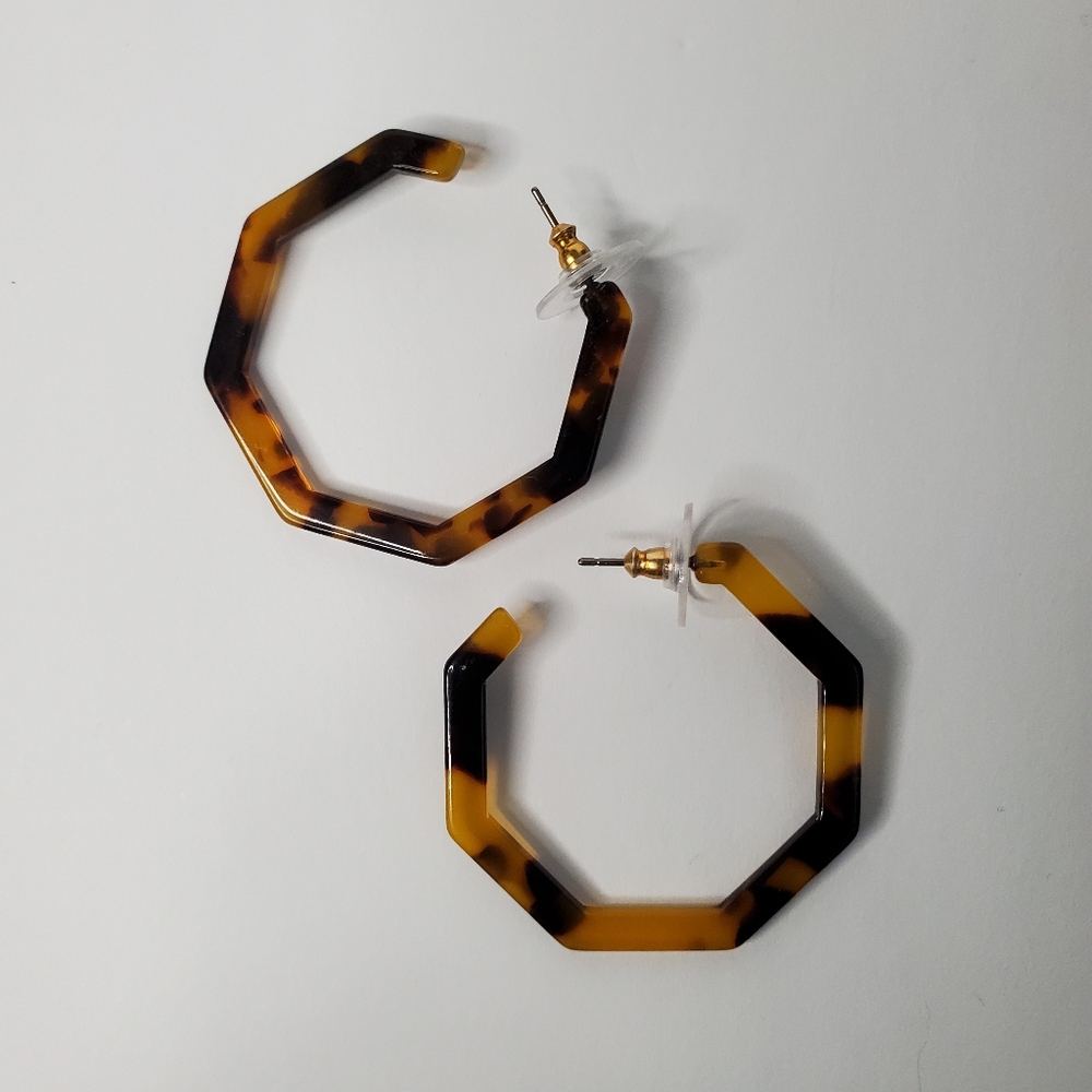 J Crew Factory Angled Faux Tortoise Hoop